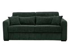 Sofá*Vente-unique Sofá-cama conversível MONDOVI Express em veludo cotelê , área para dormir de 160 cm, colchão de 16 cm. Verde