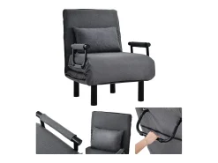 Poltrona* Sofá-cama conversível, poltrona ajustável com 6 posições, sofá. Cinzento