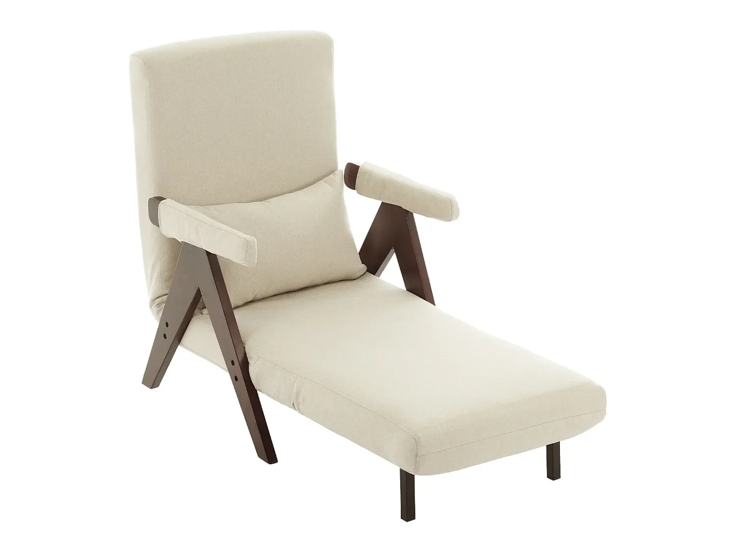 Outlet KOMHTOM Sofá-cama conversível três em um, cadeira dobrável estofada, nogueira Bege