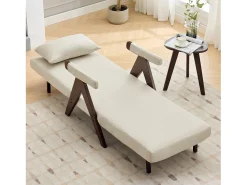 Outlet KOMHTOM Sofá-cama conversível três em um, cadeira dobrável estofada, nogueira Bege