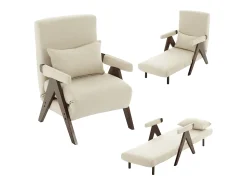 Outlet KOMHTOM Sofá-cama conversível três em um, cadeira dobrável estofada, nogueira Bege