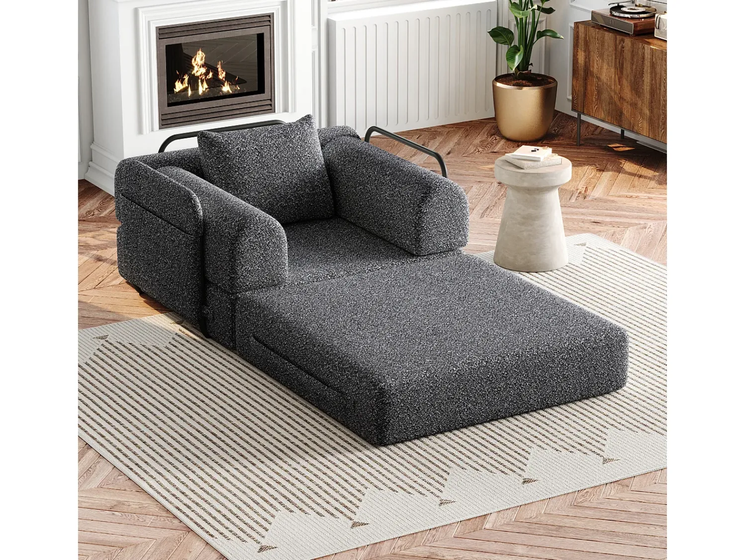 Hauss Spole Sofá-cama convertível - Um lugar - Tecido chenille^ Poltrona
