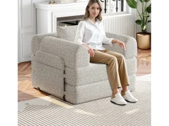 Best Hauss Spole Sofá-cama convertível - Um lugar - Tecido chenille Caqui