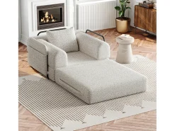 Best Hauss Spole Sofá-cama convertível - Um lugar - Tecido chenille Caqui