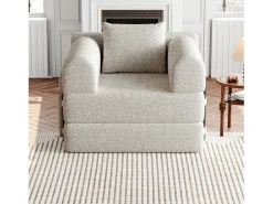 Best Hauss Spole Sofá-cama convertível - Um lugar - Tecido chenille Caqui