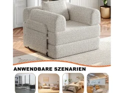 Best Hauss Spole Sofá-cama convertível - Um lugar - Tecido chenille Caqui