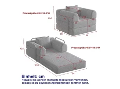 Best Hauss Spole Sofá-cama convertível - Um lugar - Tecido chenille Caqui