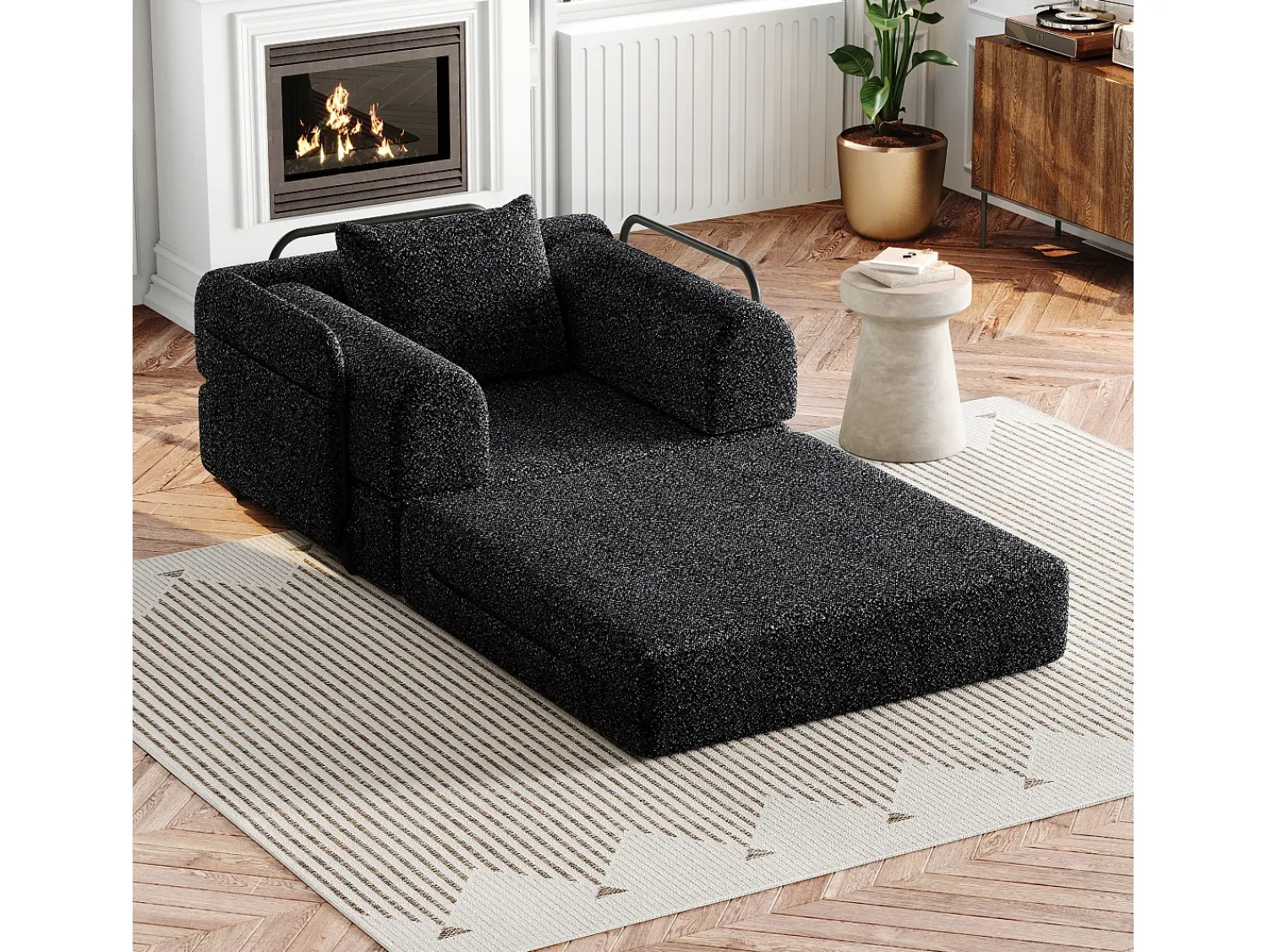 Hauss Spole Sofá-cama convertível - Um lugar - Tecido chenille^ Poltrona
