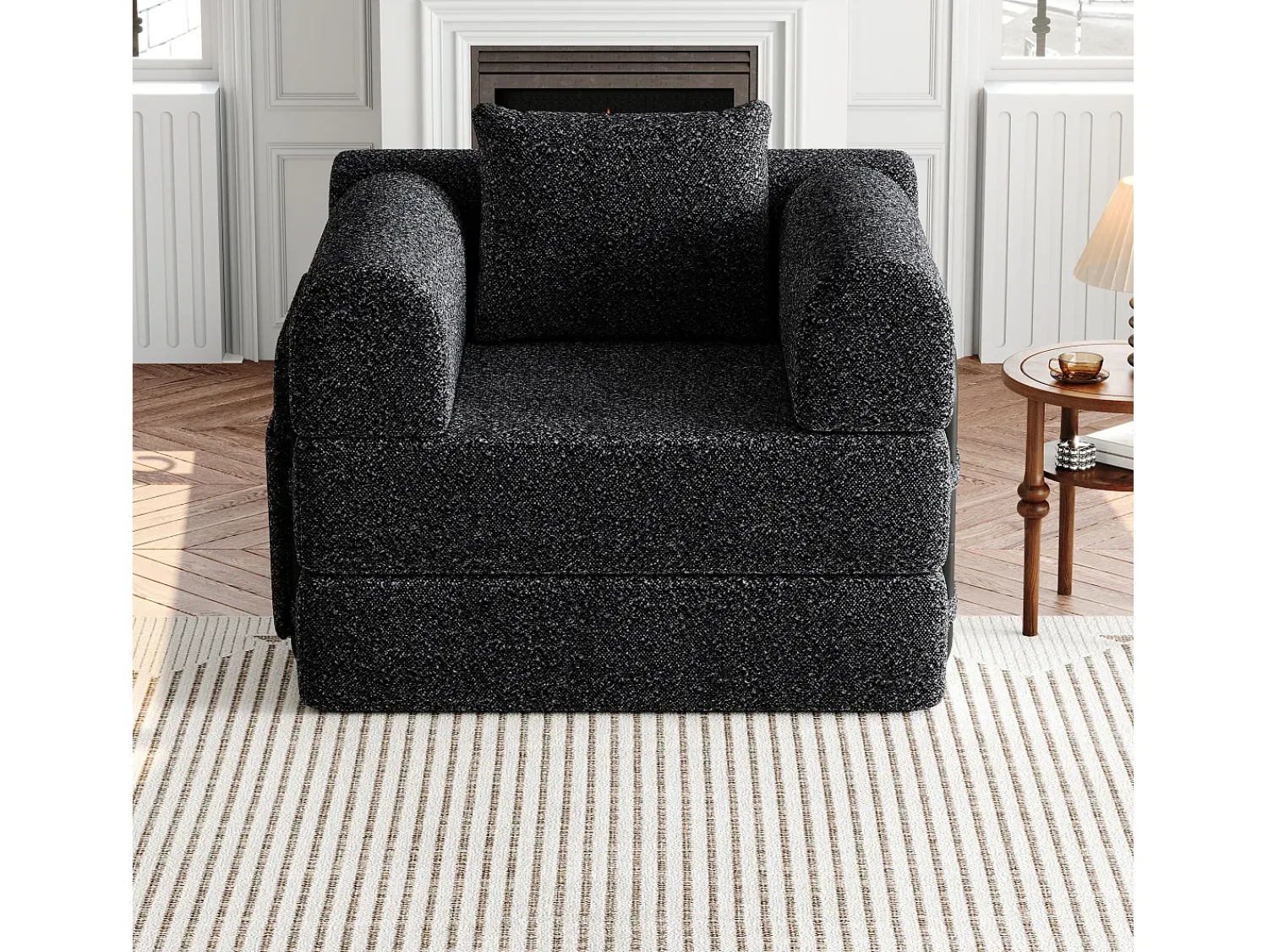 Hauss Spole Sofá-cama convertível - Um lugar - Tecido chenille^ Poltrona