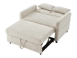 Sofá*Hauss Spole Sofá-cama convertível de 2 lugares - Encosto ajustável em 3 posições - Tecido de algodão e linho Bege