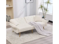 Clearance Hauss Spole Sofá-cama convertível de 2 lugares com 2 portas USB, suporte para telemóvel e bolsos laterais 173x78x78cm Bege