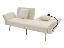 Clearance Hauss Spole Sofá-cama convertível de 2 lugares com 2 portas USB, suporte para telemóvel e bolsos laterais 173x78x78cm Bege
