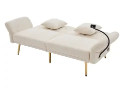 Clearance Hauss Spole Sofá-cama convertível de 2 lugares com 2 portas USB, suporte para telemóvel e bolsos laterais 173x78x78cm Bege