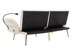 Clearance Hauss Spole Sofá-cama convertível de 2 lugares com 2 portas USB, suporte para telemóvel e bolsos laterais 173x78x78cm Bege