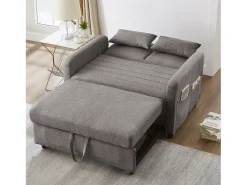 Sofá*Hauss Spole Sofá-cama convertível de 2 lugares - Encosto ajustável em 3 posições - Tecido de algodão e linho Cinzento