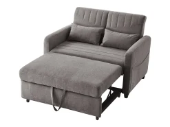 Sofá*Hauss Spole Sofá-cama convertível de 2 lugares - Encosto ajustável em 3 posições - Tecido de algodão e linho Cinzento