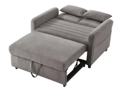Sofá*Hauss Spole Sofá-cama convertível de 2 lugares - Encosto ajustável em 3 posições - Tecido de algodão e linho Cinzento