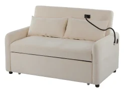 Hauss Spole Sofá-cama convertível de 2 lugares com entrada USB e encosto ajustável - Sofá-cama em chenille -^ Sofá