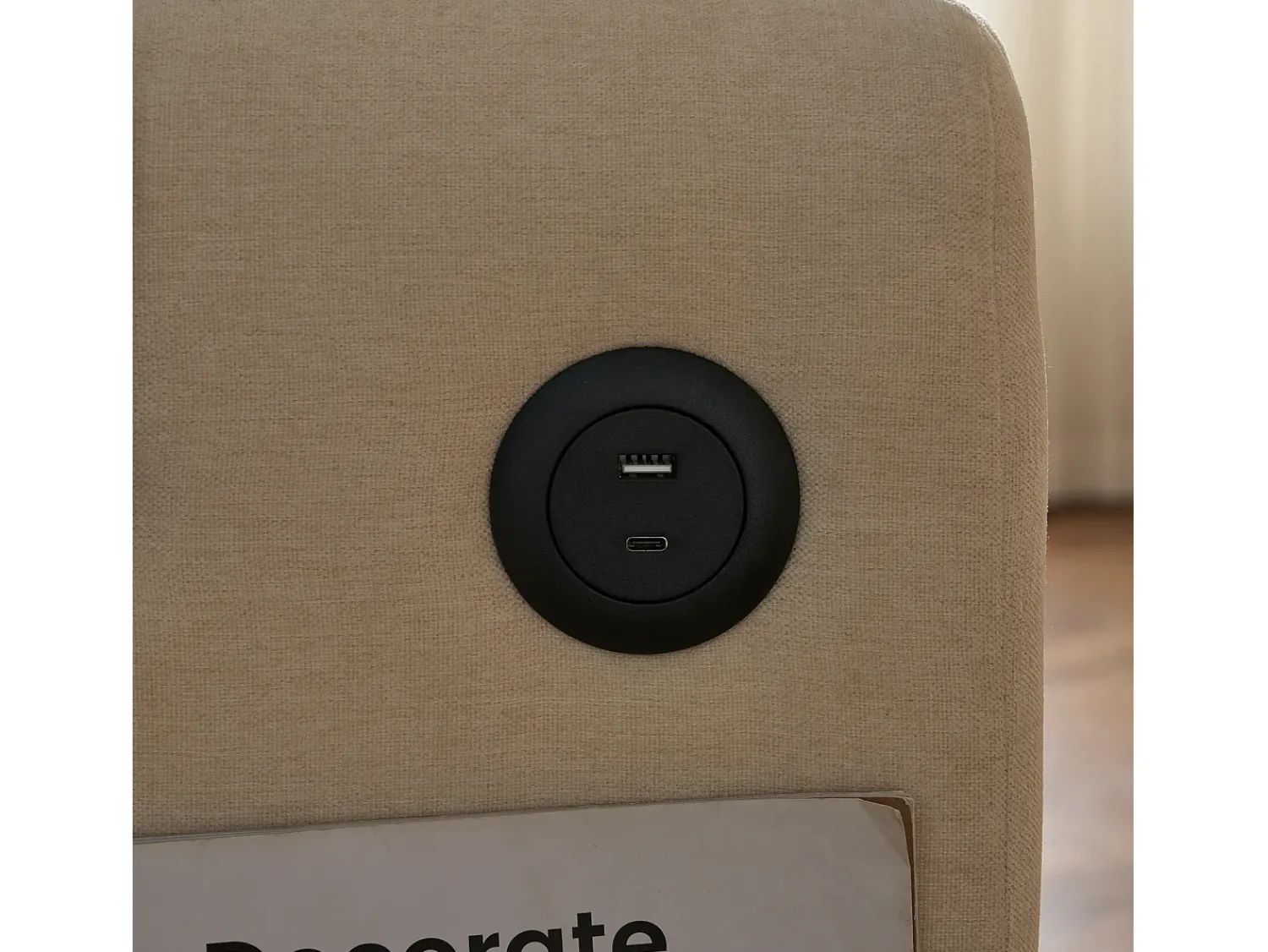 Hauss Spole Sofá-cama convertível de 2 lugares com entrada USB e encosto ajustável - Sofá-cama em chenille -^ Sofá