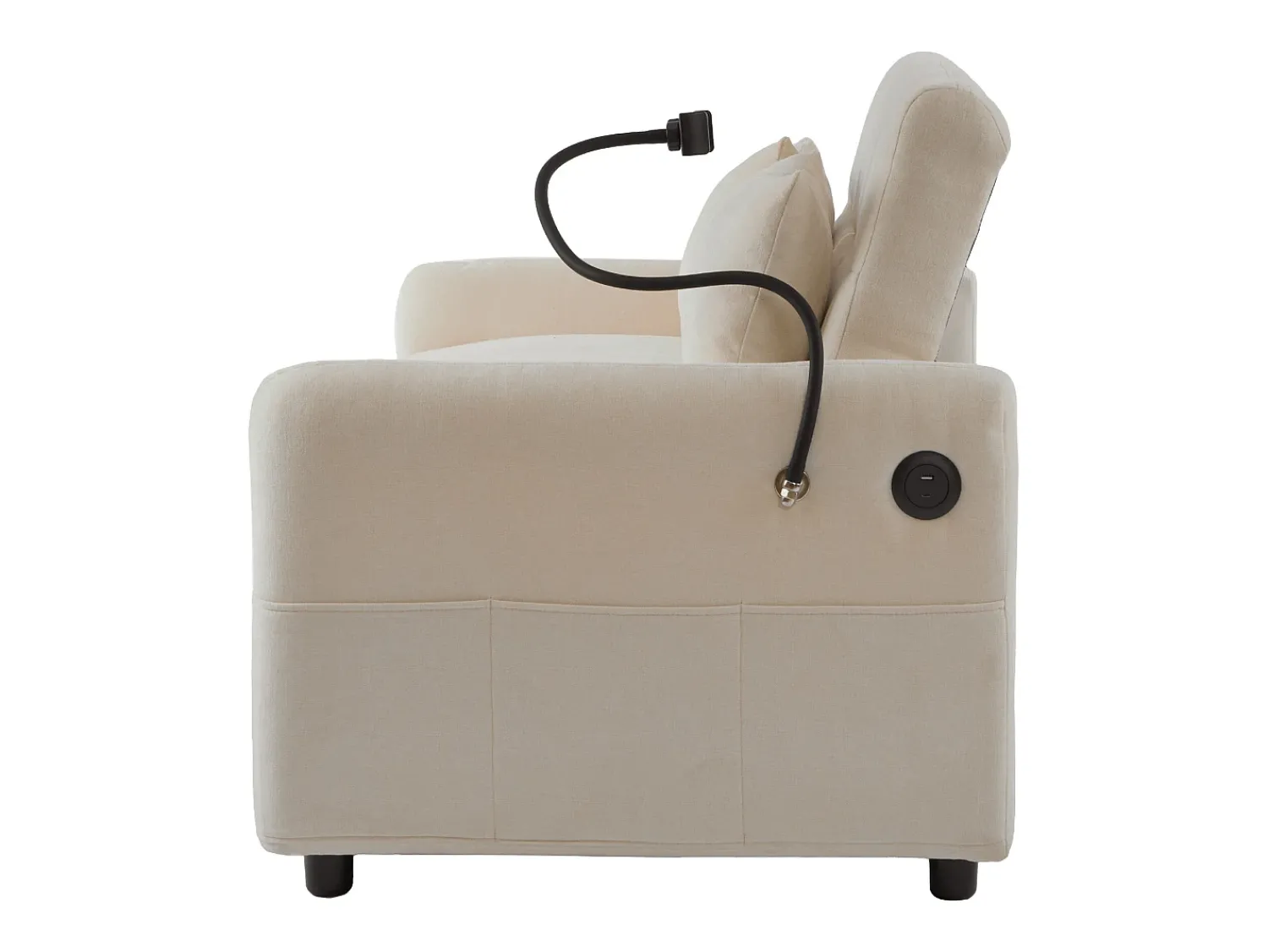 Hauss Spole Sofá-cama convertível de 2 lugares com entrada USB e encosto ajustável - Sofá-cama em chenille -^ Sofá
