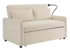 Hauss Spole Sofá-cama convertível de 2 lugares com entrada USB e encosto ajustável - Sofá-cama em chenille -^ Sofá