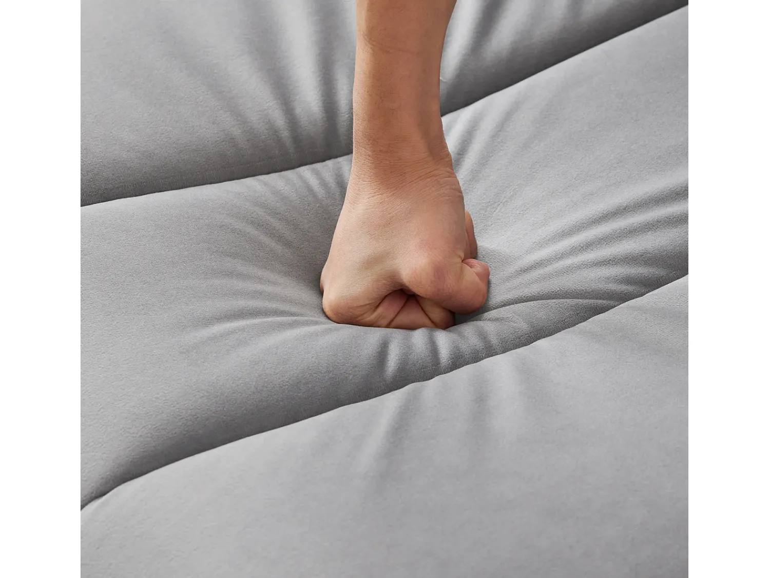 ModernLuxe Sofá-cama convertível de 3 lugares em tecido de veludo - Cinza^ Sofá