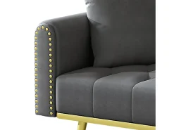 Sofá|Hauss Spole Sofá-cama convertível de 2 lugares - Suporte para copos, 2 apoios lombares e bolsos laterais - Veludo Cinzento
