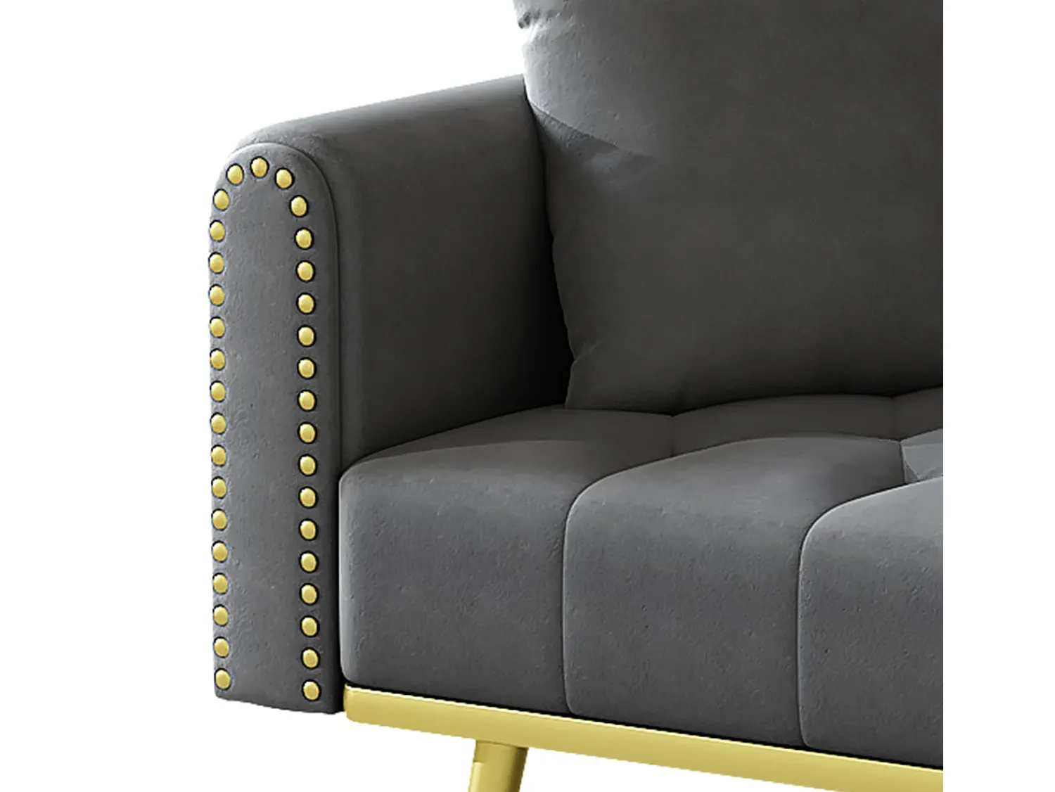 Sofá|Hauss Spole Sofá-cama convertível de 2 lugares - Suporte para copos, 2 apoios lombares e bolsos laterais - Veludo Cinzento