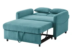 Best Hauss Spole Sofá-cama convertível de 2 lugares em -esverdeado antigo - Encosto ajustável em 3 posições - Tecido de algodão e linho Azul