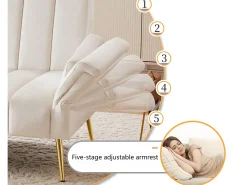 Sofá*ModernLuxe Sofá-cama convertível de 3 lugares em tecido de veludo - Bege