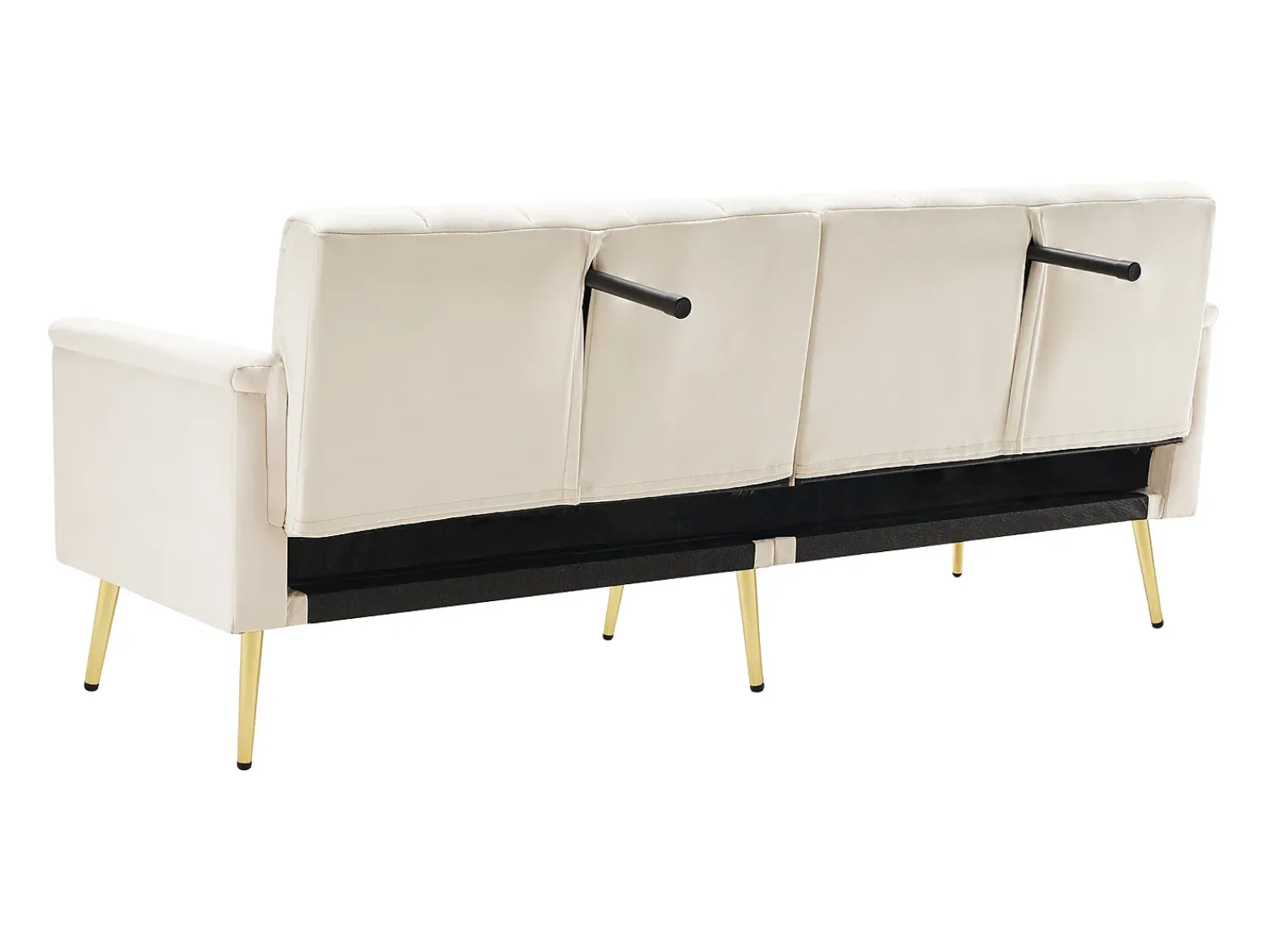 Sofá*ModernLuxe Sofá-cama convertível de 3 lugares em tecido de veludo - Bege