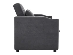 Sofá*Hauss Spole Sofá-cama convertível de 2 lugares com encosto ajustável - Revestido em tecido de linho e algodão - Cinza Cinzento