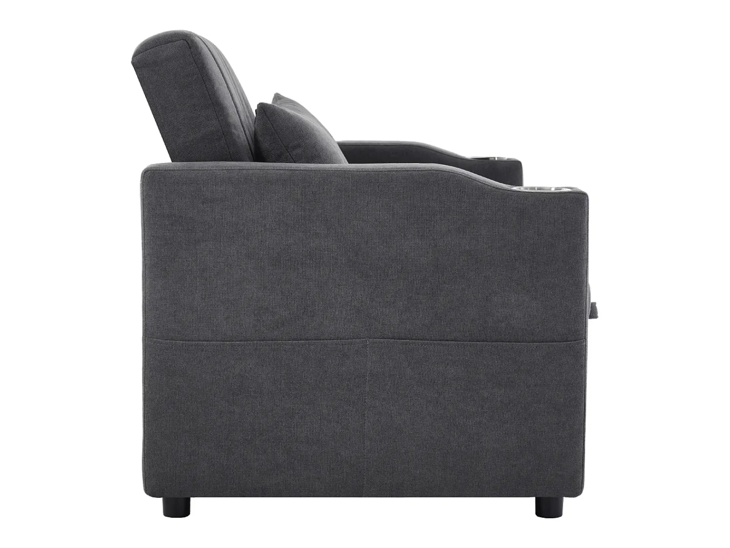 Sofá*Hauss Spole Sofá-cama convertível de 2 lugares com encosto ajustável - Revestido em tecido de linho e algodão - Cinza Cinzento