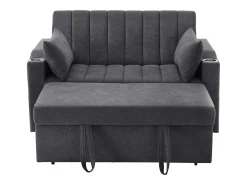 Sofá*Hauss Spole Sofá-cama convertível de 2 lugares com encosto ajustável - Revestido em tecido de linho e algodão - Cinza Cinzento