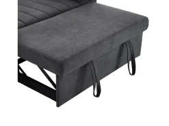 Sofá*Hauss Spole Sofá-cama convertível de 2 lugares com encosto ajustável - Revestido em tecido de linho e algodão - Cinza Cinzento