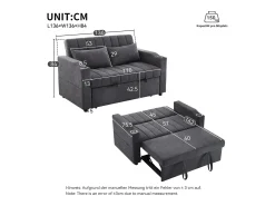 Sofá*Hauss Spole Sofá-cama convertível de 2 lugares com encosto ajustável - Revestido em tecido de linho e algodão - Cinza Cinzento