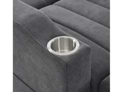 Sofá*Hauss Spole Sofá-cama convertível de 2 lugares com encosto ajustável - Revestido em tecido de linho e algodão - Cinza Cinzento