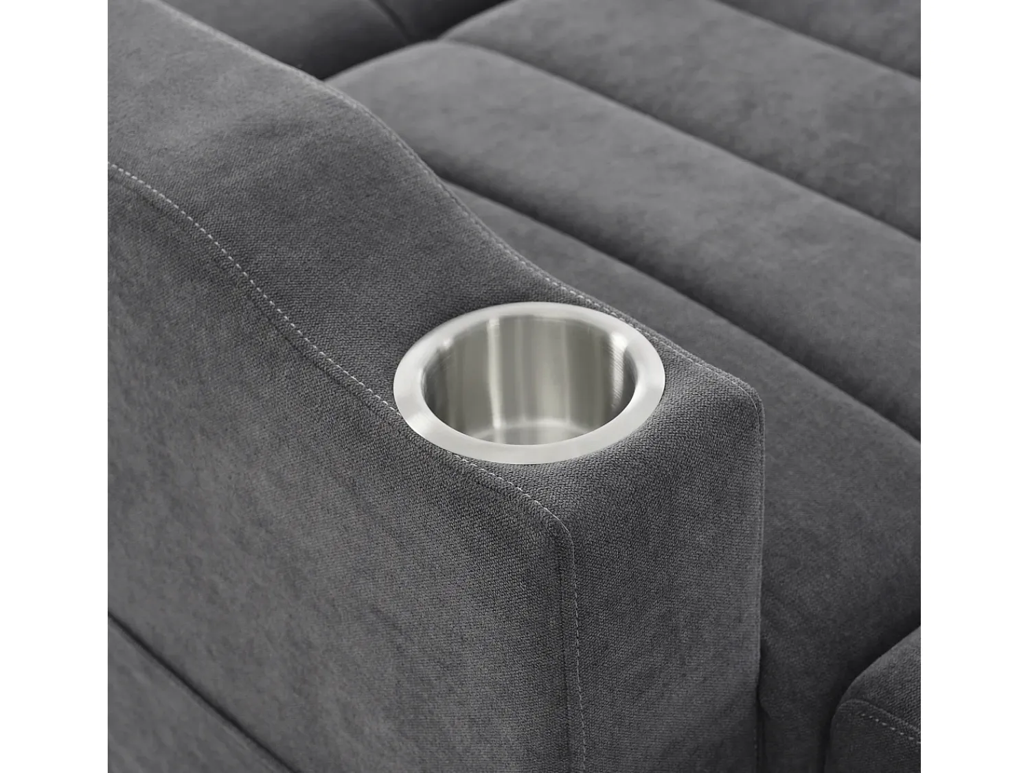 Sofá*Hauss Spole Sofá-cama convertível de 2 lugares com encosto ajustável - Revestido em tecido de linho e algodão - Cinza Cinzento