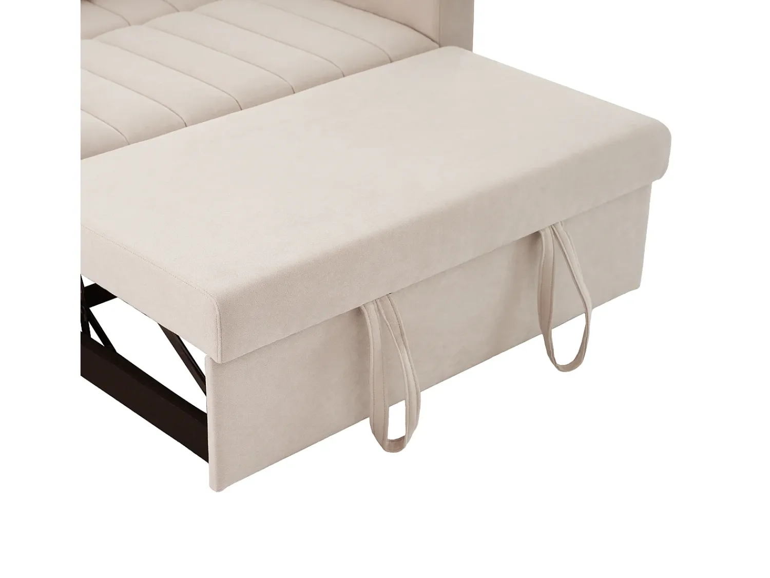 Sofá|Hauss Spole Sofá-cama convertível de 2 lugares com encosto ajustável - Revestido em tecido de linho e algodão - Bege
