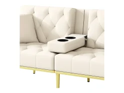 Sofá|Hauss Spole Sofá-cama convertível de 2 lugares - Suporte para copos, 2 apoios lombares e bolsos laterais - Veludo Bege