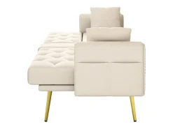 Sofá|Hauss Spole Sofá-cama convertível de 2 lugares - Suporte para copos, 2 apoios lombares e bolsos laterais - Veludo Bege