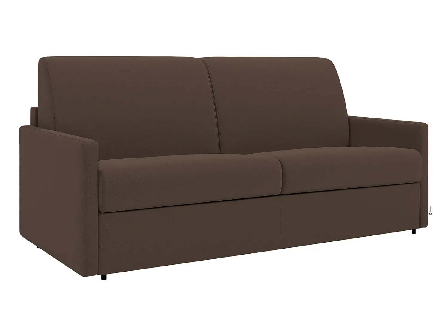 Clearance Vente-unique Sofá-cama convertível exprés em tecido marrom com assento de memória de forma 160 cm colchão 14 cm CALIFE Castanho