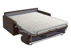Clearance Vente-unique Sofá-cama convertível exprés em tecido marrom com assento de memória de forma 160 cm colchão 14 cm CALIFE Castanho
