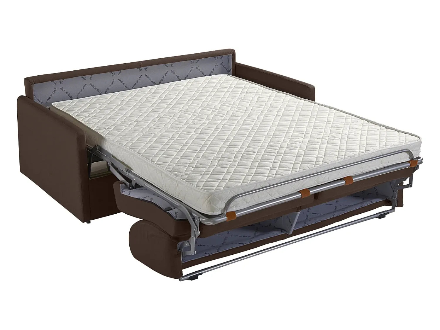 Clearance Vente-unique Sofá-cama convertível exprés em tecido marrom com assento de memória de forma 160 cm colchão 14 cm CALIFE Castanho