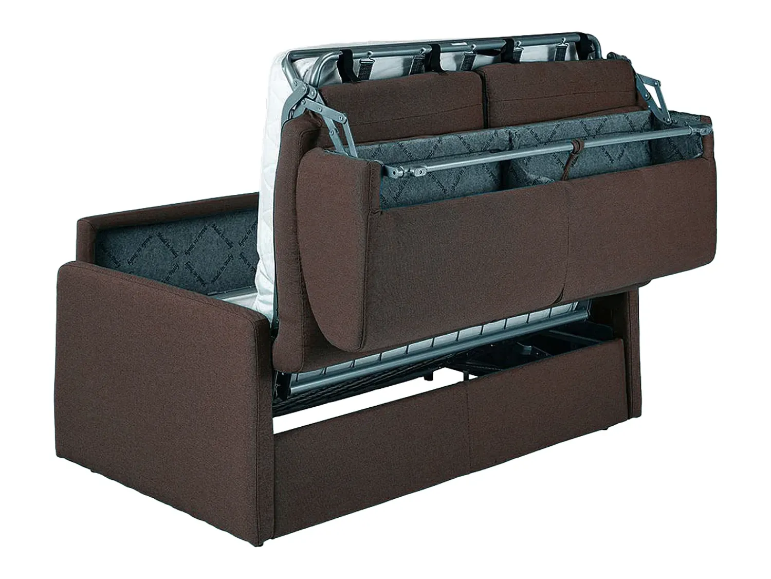 Clearance Vente-unique Sofá-cama convertível exprés em tecido marrom com assento de memória de forma 160 cm colchão 14 cm CALIFE Castanho
