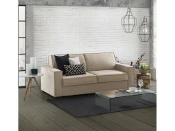 Sofá*Talamo Italia Sofá-cama Daabbo, Sofá grande de 2 lugare, 100% Fabricado na Itália, Sofá da ala com abertura giratória, em tecido acolchoado, com braço padrão, 200x95h90 cm, Bege