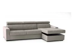 Talamo Italia Sofá-cama Daaen, Sofá de canto, 100% Fabricado na Itália, Sofá com abertura giratória, com penínula de armazenamento direita, com braço fino, Cm 260x95h85, Taupe^ Sofá