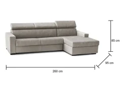 Talamo Italia Sofá-cama Daaen, Sofá de canto, 100% Fabricado na Itália, Sofá com abertura giratória, com penínula de armazenamento direita, com braço fino, Cm 260x95h85, Taupe^ Sofá