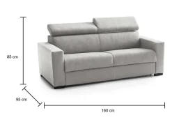 Hot Talamo Italia Sofá-cama Daame, ofá de 2 lugare, 100% Fabricado na Itália, Sofá da ala com abertura giratória, com apoio de cabeça ajutávei â€<â€<e braço fino, 160x95h85 cm, Cinza Cinzento