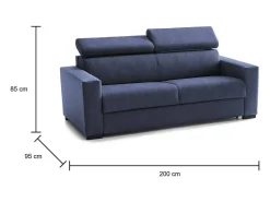 Sofá|Talamo Italia Sofá-cama Daara, ofá de 3 lugare, 100% Fabricado na Itália, Sofá da ala com abertura giratória, com apoio de cabeça ajutávei â€<â€<e braço fino, 200x95h85 cm, Azul